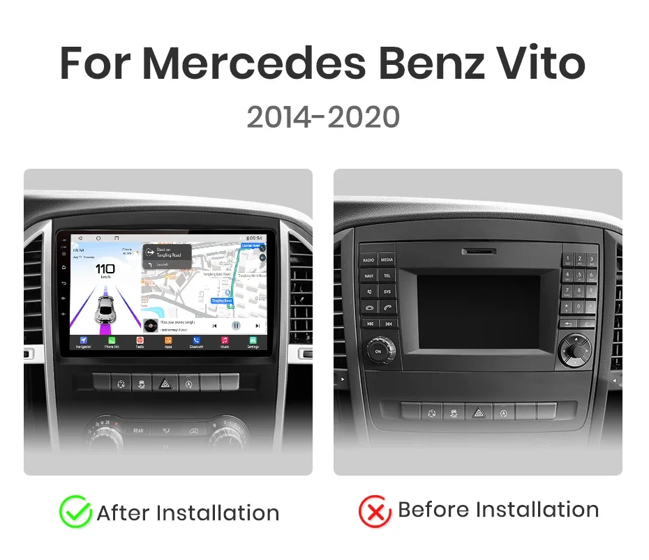 Qualcomm Chip 8 Core für Mercedes Benz Vito W447 2014–2020 CarPlay für Apple Android Auto Autoradio GPS IPS RDS FM WiFi BT 4G – Detail 3