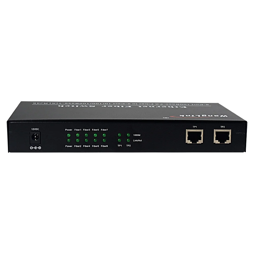 Wanglink Ethernet Fiber Switch 8-Port 100Base-FX Fiber to 2-Port 10/100/1000Base-T(X) RJ45 Ethernet Optical Fiber Switch