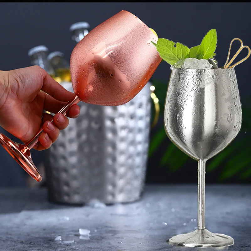 New Stainless Steel Glass Cocktail Creative Metal Wine Glass Bar Restaurant Champagne Red Wine Drinkware Barware Cup