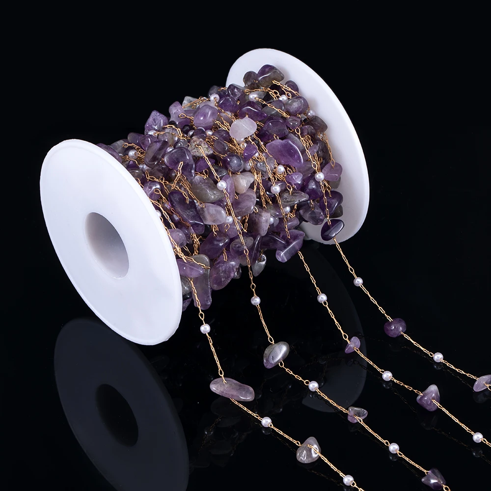 0,5 M 1 Meter Unregelmäßige Stein Halskette Ketten Imitation Perle Kupfer Kette für Armband Schmuck Machen DIY Zubehör Großhandel – Detail 5