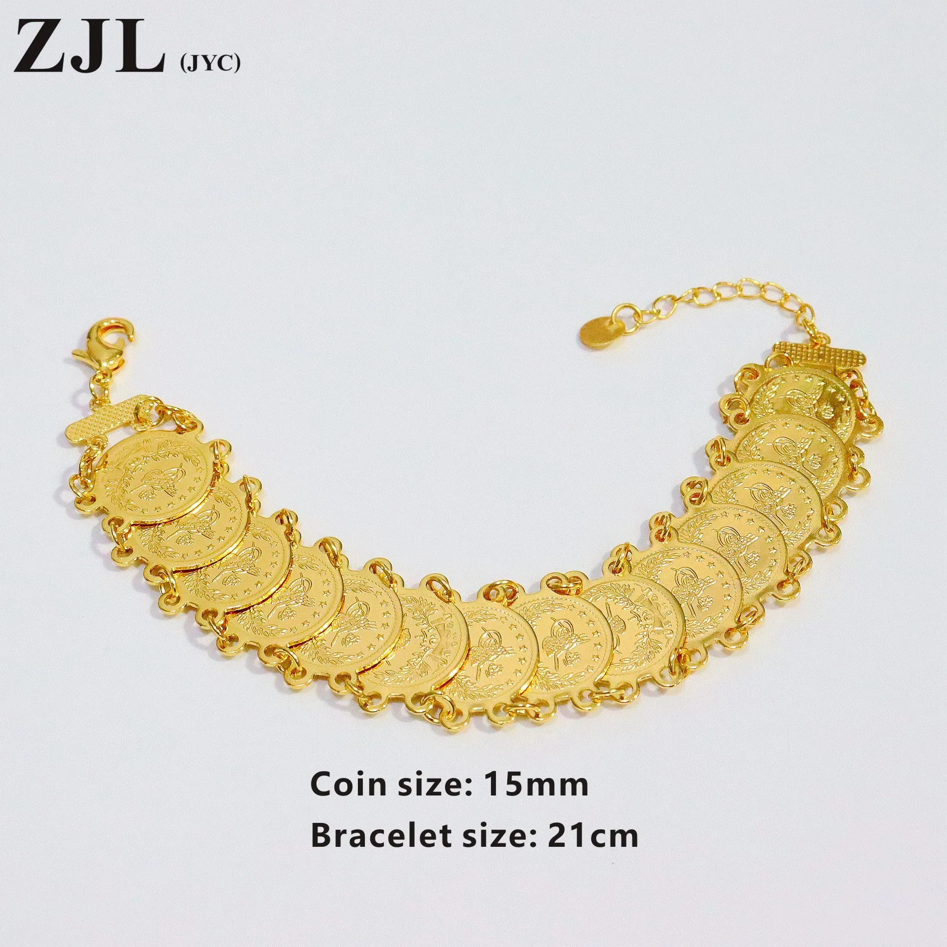 Yeeho 24Kゴールドメッキ 調節可能なブレスレット レディース 上品なファッションブレスレット ステンレススチール ステンレス鋼 宝石なし　並行輸入品 絶妙な職人技を備えた豪華な 24K ゴールドメッキコインブレスレット