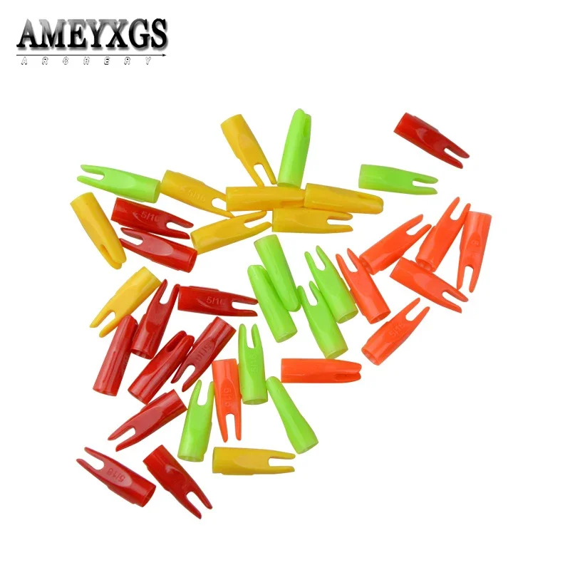 50Pcs 5/16 Inch Arrow Nock for 7mm Wood Arrow Bamboo Shaft Arrow Tail High-pressure Plastic Archery Hunting Accessories