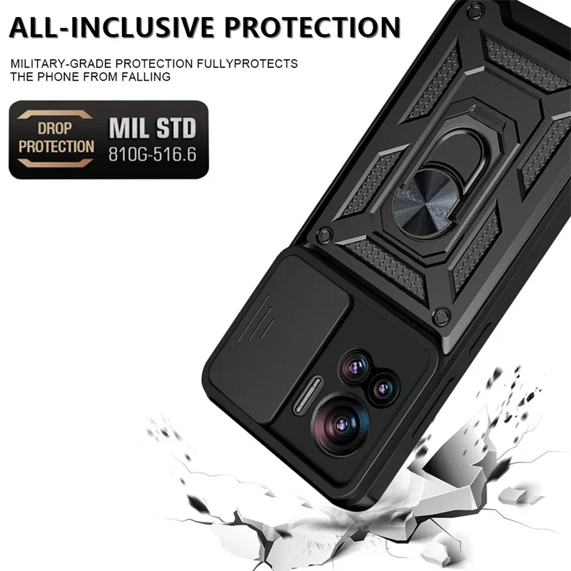 Protective Case with Push Window Lens Cover and Ring Bracket