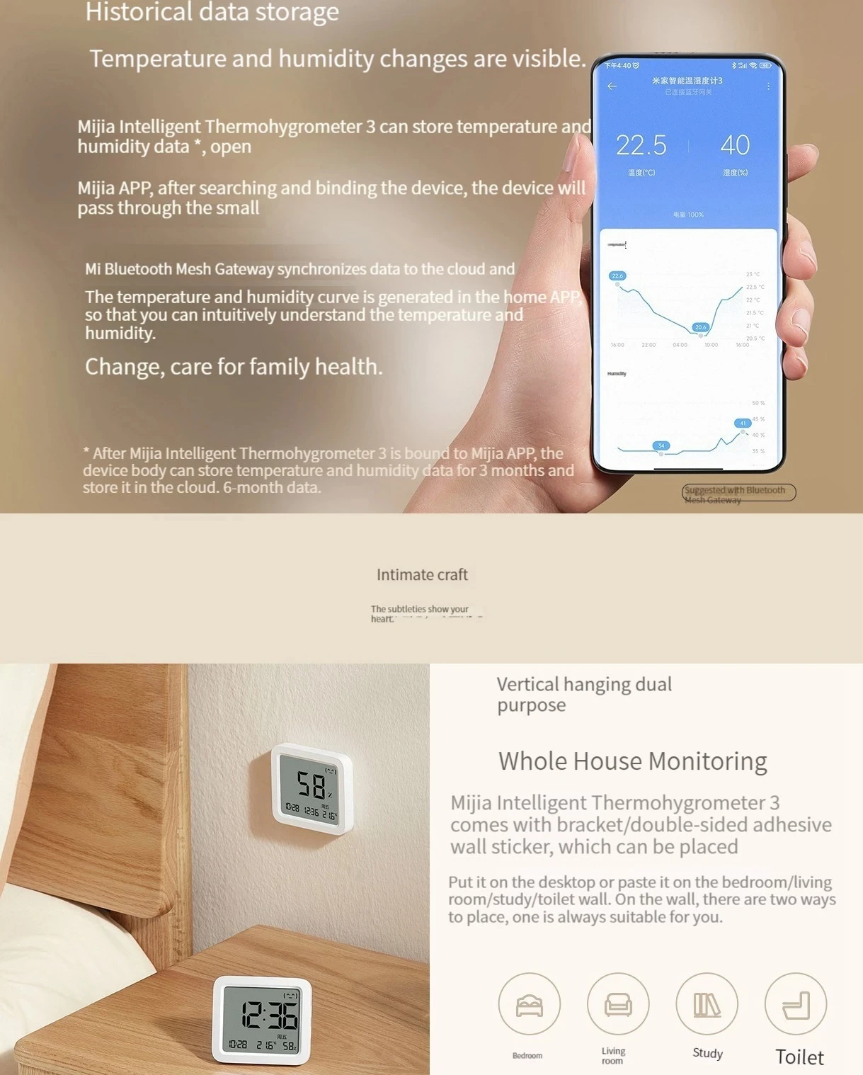 XIAOMI Mijia Smart Thermometer 3 Wireless Bluetooth LCD Thermo-Hygrome –  AOOKMIYA