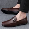 Men Casual Genuine Leather Shoes Spring Summer Men Flat Walking Loafers Black Brown Man Luxury Slip on Boat Business Shoes 38-46 5