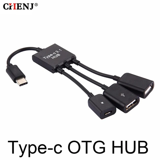 Multi Usb C Splitter Cable, Usb A To Dual Type-c + Micro Usb Male