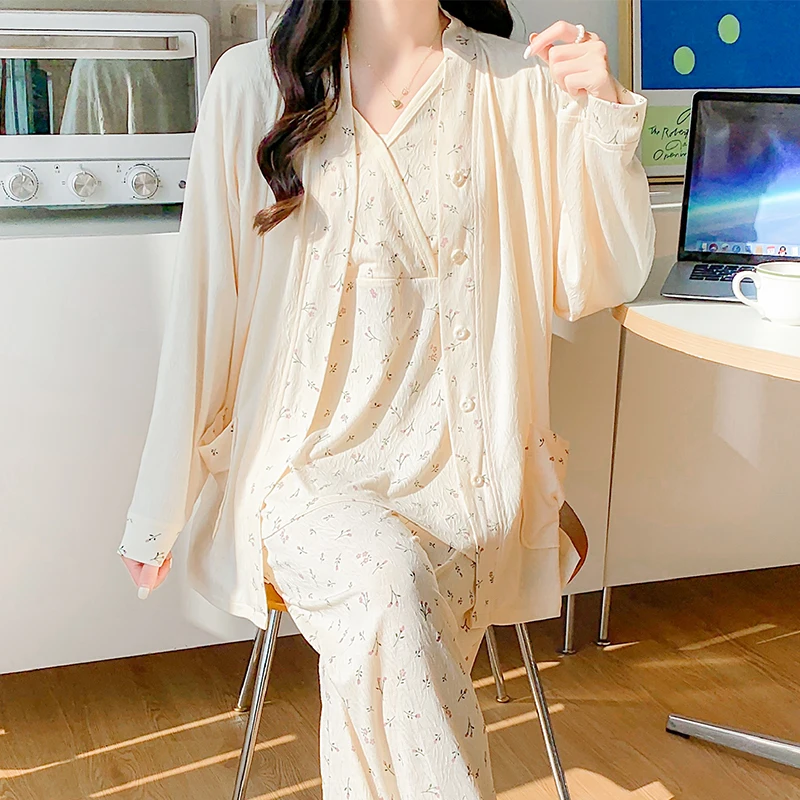 

Spring Autumn Cotton Maternity Nursing Sleepwear Sets Postpartum Mother Breastfeeding Pajamas Pants Pregnancy Home Lounge Wear