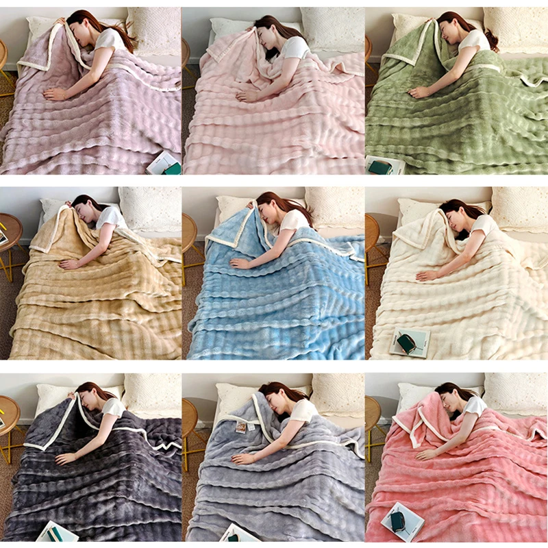Solid Color Flannel Rabbit Fur Blanket Nap Cover Blanket Soft Sofa Blanket Coral Fleece Cover For Bedroom Manufacturer Wholesale 6