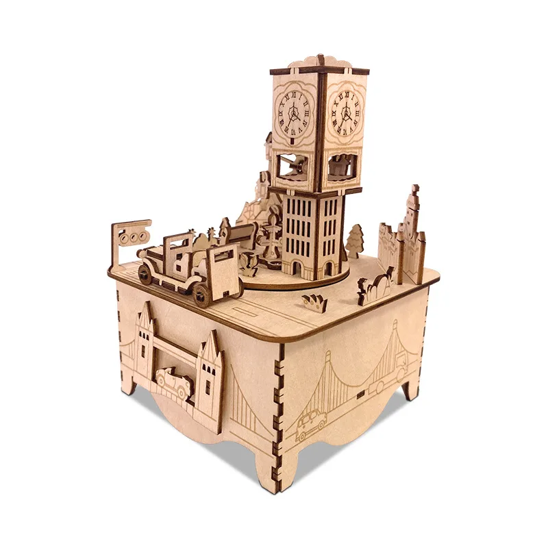 3D Wooden Puzzles Rotating Octave Box Model DIY Assembly Educational Toy Jigsaw Model Building Kits for kids 3d puzzles pirate ship for adults sailboat model building kits toy cool room decor gift