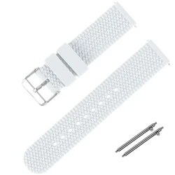 Sporty Waterproof Silicone Watch Strap - Quick Release Rubber Wristband in Multiple Sizes - 22mm (White - Silver)