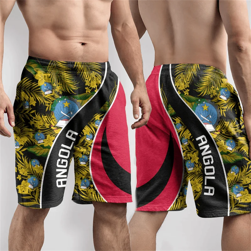 

Angola Flag Map 3D Printed Short Pants For Men Clothes National Emblem Trunks African Country Beach Shorts Hawaiian Boy Trousers