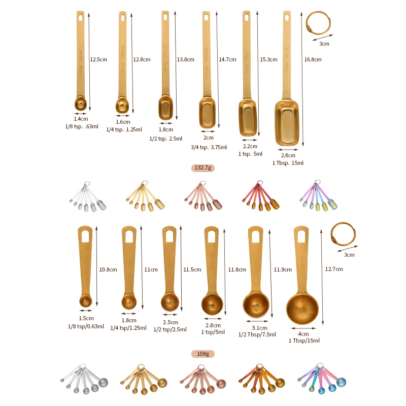 Kitchen Stainless Steel Measuring Spoons Teaspoon Coffee Sugar Scoop Cake Baking Flour Measuring Cups Kitchen Cooking Tools 6PCS