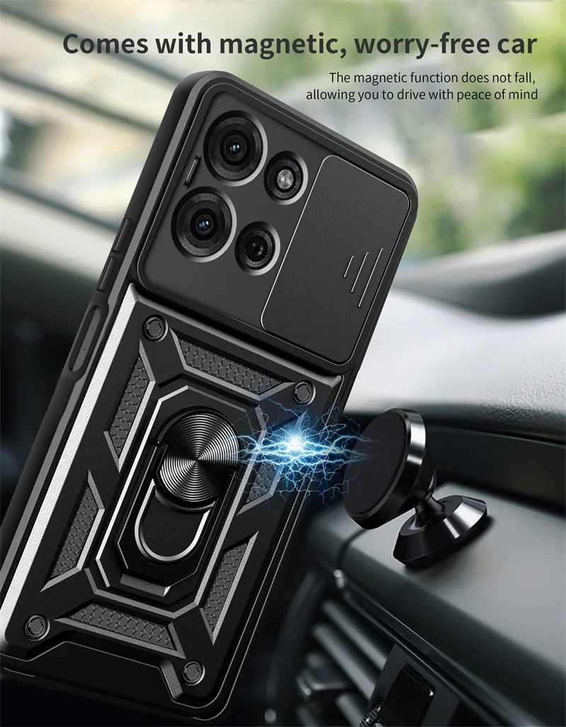 Enhanced Protective Phone Case with Magnetic Ring Holder