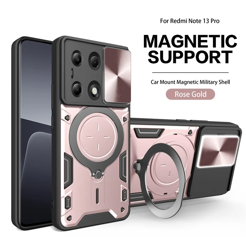 Rugged Armor Case with Slide Camera Protector & Ring Stand