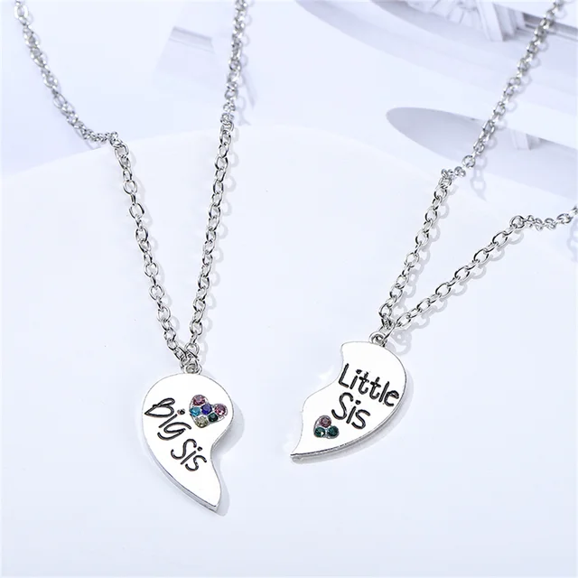 2 Pcs-Set Große Schwester Wenig Siste Keychain Liebe Herz Kristall  Schlüssel Kette Familie Zink-legierung Paare Partei Schmuck zubehör Geschenk