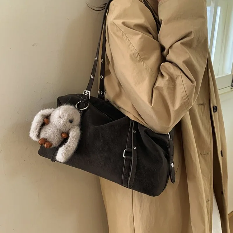 Borsa a Tracolla Hobo in Camoscio Multicolore per Donna, Stile Quotidiano, per Lavoro, Viaggi, Pendolarismo e Casual Street Style