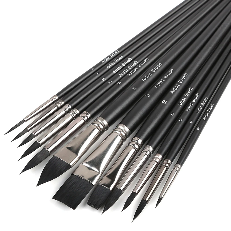 Dainayw Artist Paint Brush Set of 12 Art Brushes for Watercolor Acrylic