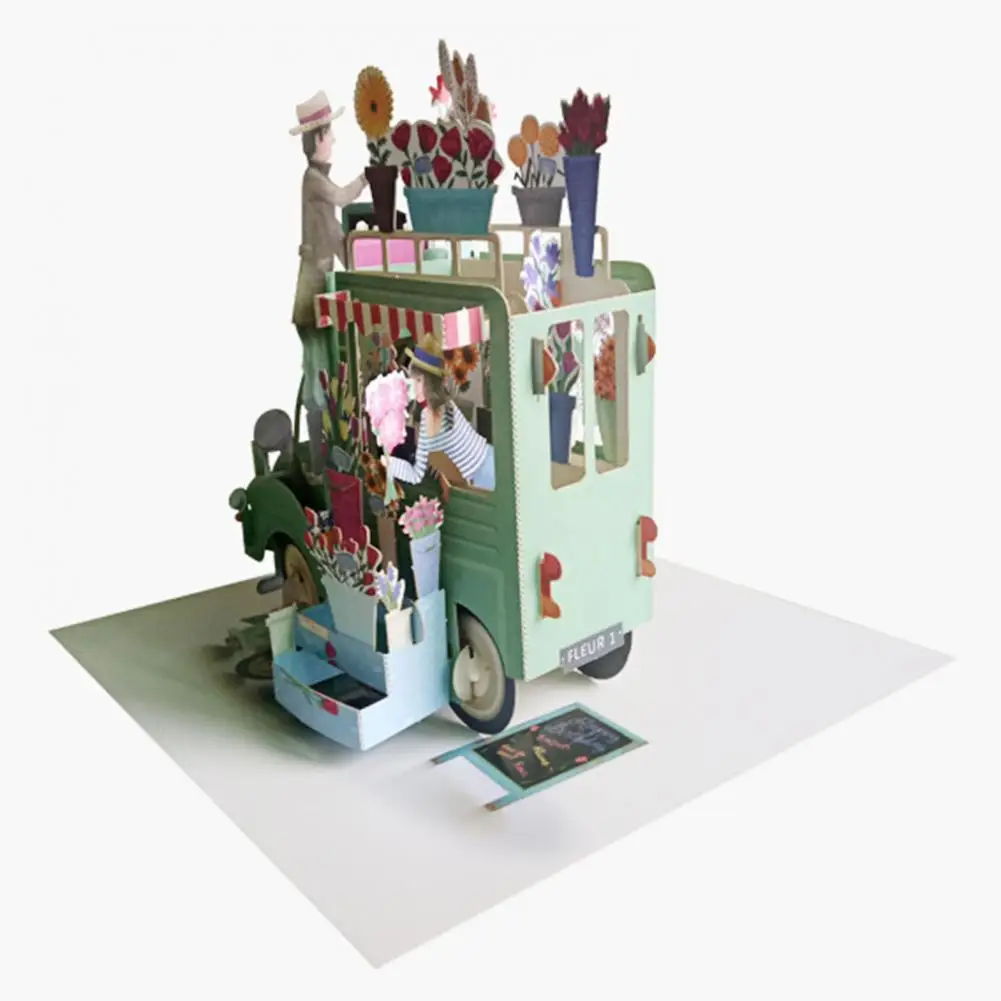 Attractive Pop-UP Card Easy to Install Art Paper Happy Birthday Card 3D Birthday Cake Pop-Up Greeting greeting cards