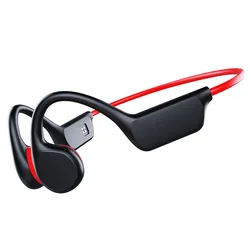 Waterproof Wireless Bone Conduction Headset with Built-in Memory and Microphone (Black Red)
