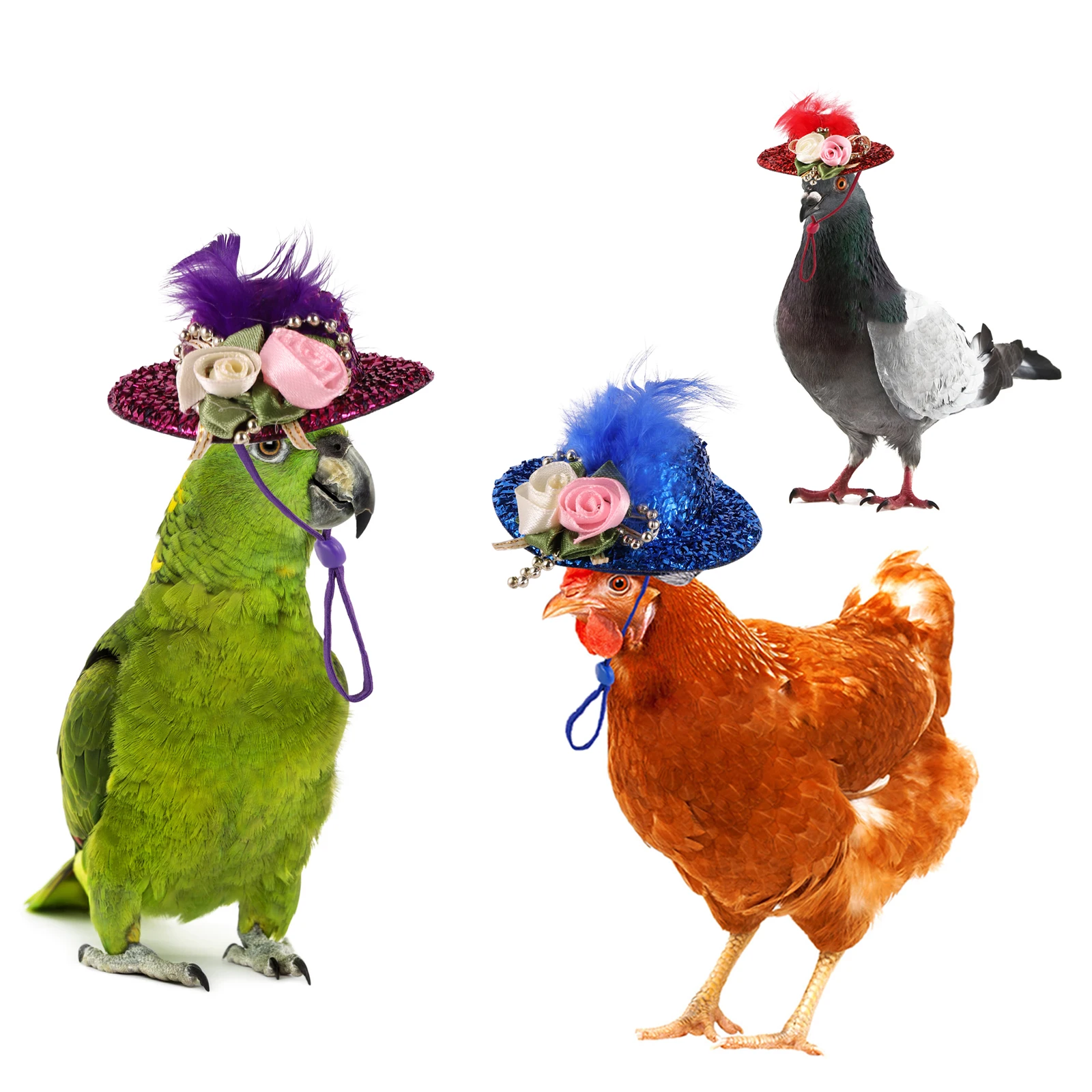 Funny Chicken Hat for Hens Tiny Pets Chicken Accessories Hen Top Hat for Rooster Duck Parrot Hamster Poultry Stylish Show Costum