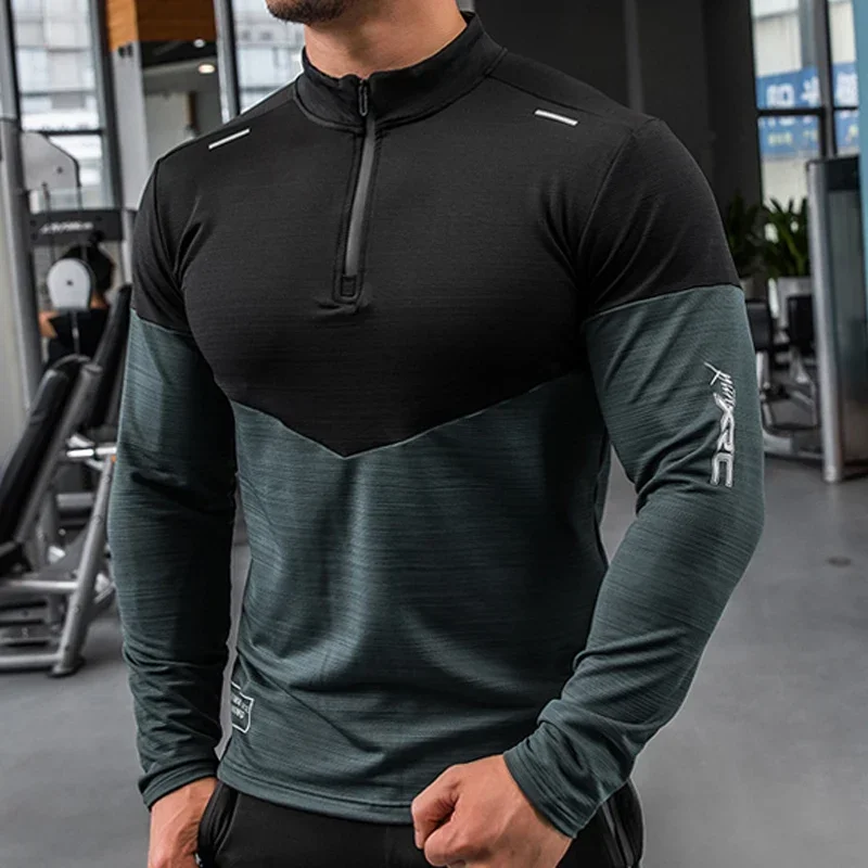 Mens Gym Compression Long Sleeves Running Tshirt Football Jersey Sportswear Dry Fit
