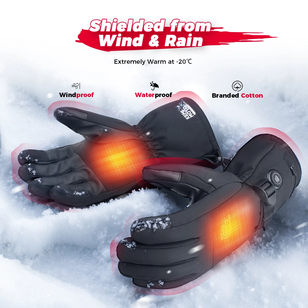 Kemimoto加熱手袋冬の雪モービルスクーターバイクスキーグローブ防水タッチスクリーン充電式バッテリーハンティング釣り バイクグローブ 冬用 防寒 撥水 バイク用グローブ冬 防風スマホ対応