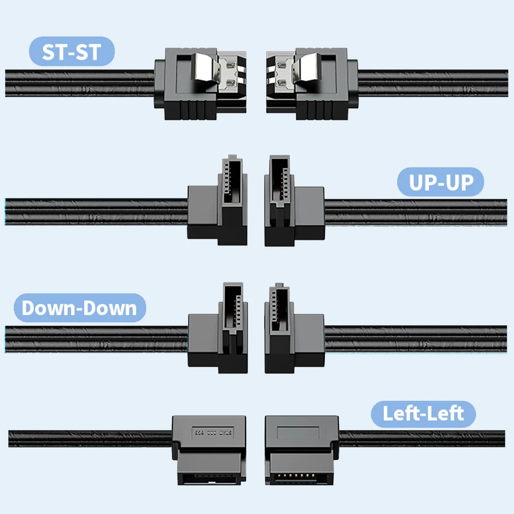 

Sata 3.0 Data Cable SATA III SATA 3 Cable Right Left Up Down Angle 90 Degree 10 -100cm Straight To 6GBs Black Elbow 10CM~200CM