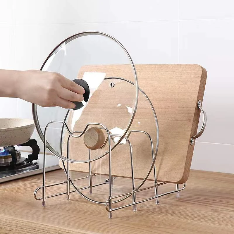 Stainless Steel Kitchen Organizer Pot Lid Rack Multifunction Chopping