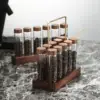 10x Single Dose Coffee Bean Cellar Tube with Wooden Holder Stand Glass Coffee Beans Storage Containers for Coffee Lovers 4