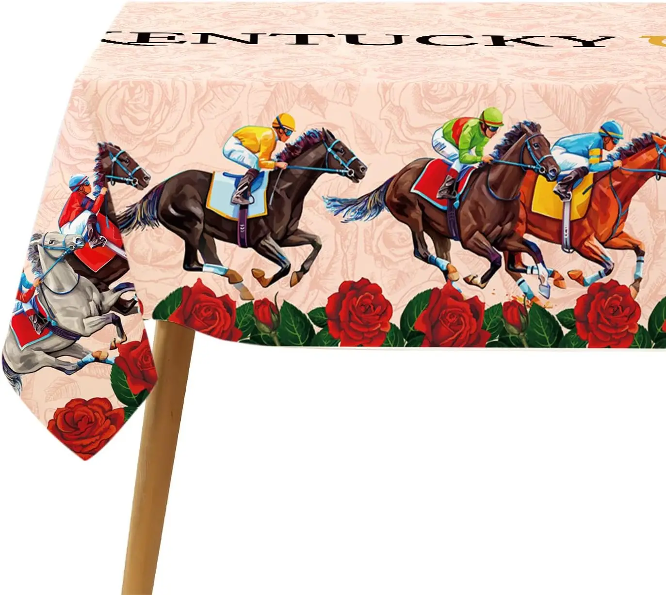 Kentucky Derby Tablecloth Waterproof Horse Racing Party Decor Run for The Roses Table Cloths for Kitchen Dining Room Table Decor