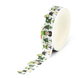 NEW 1PC. 10M Decorative St Patrick Day Gnomes Cartoon Washi Tape for Journaling Adhesive Masking Tape Cute Papeleria