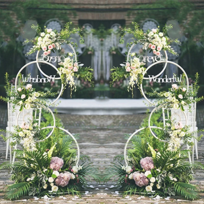 2PCs Wedding Flower Rack Background Ring Donut Ring Interlocking Road Guide Wedding Decoration Supplies