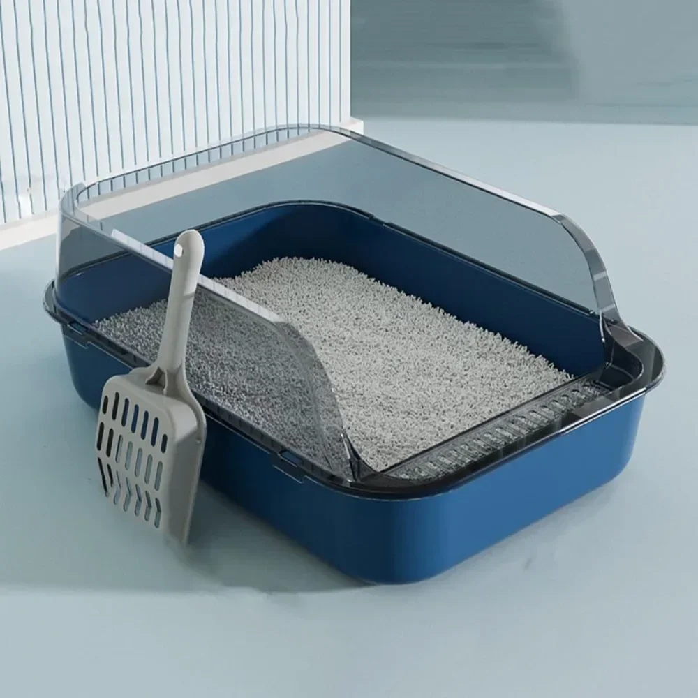 Cat litter box Cat Litter Box Thickening Kitty Sandbox Semi-enclosed High Side Splashproof Pet Bedpans with Litter Scoop Cleaning Cat Supplies