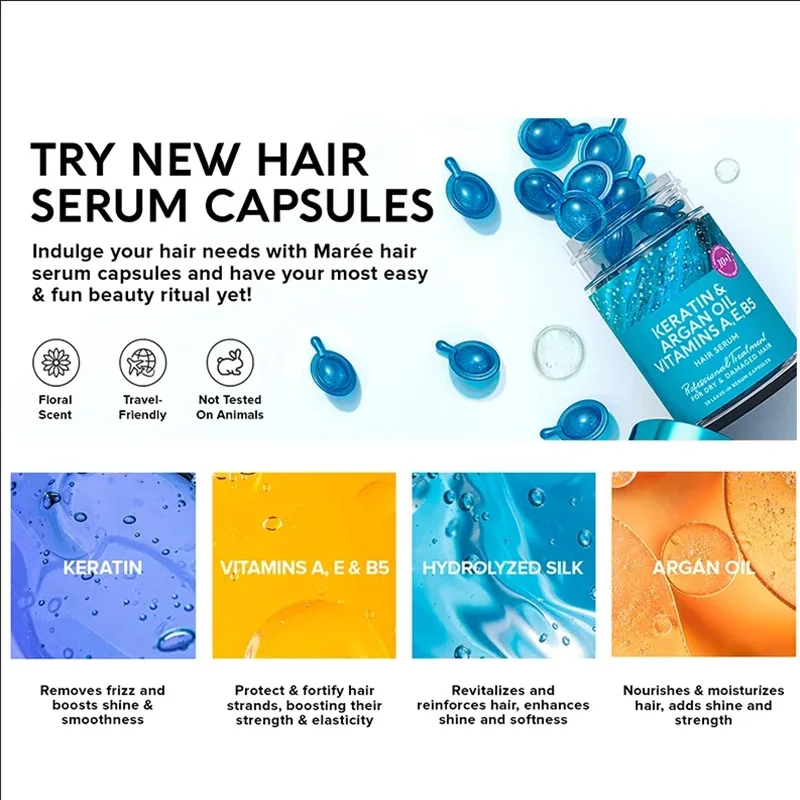 Leave-in Hair Serum Capsules Vitamin Keratin Nourish Moisturizing Essential Oil Soften Add Shine Smoothing Hair Treatment 30pcs hair essence oil,hair vitamin capsule,hair oil