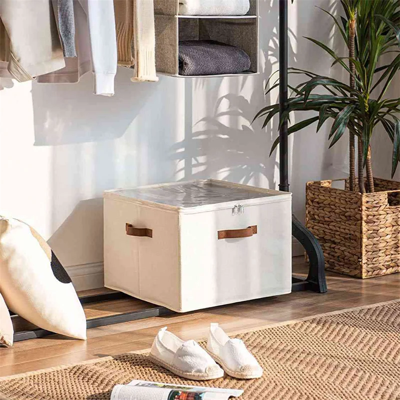 Foldable Shoe Organizer, Fabric Shoe Hanger with Cover, Adjustable Dividers for Shoe storage drawer Box Container Cube Box