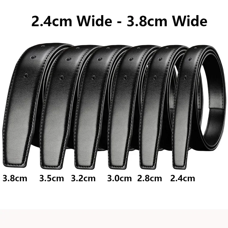 Belts No Buckle 2.4 2.8 3.0 3.2 3.5 3.8cm Width Genuine Belt Men Pin Buckle Leather Black Cowhide Belt Body Without Strap Leather Belt Mens Belt Pin Buckle Belt
