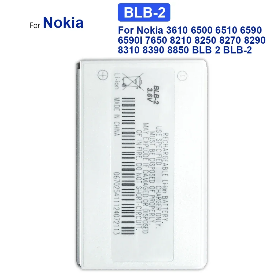 Blb-2 Batteria Per Nokia 8210 8250 8850 8910 8310 5210 6500 6590 6510 3610 8270 8910I 7650 6590I + Codice Traccia