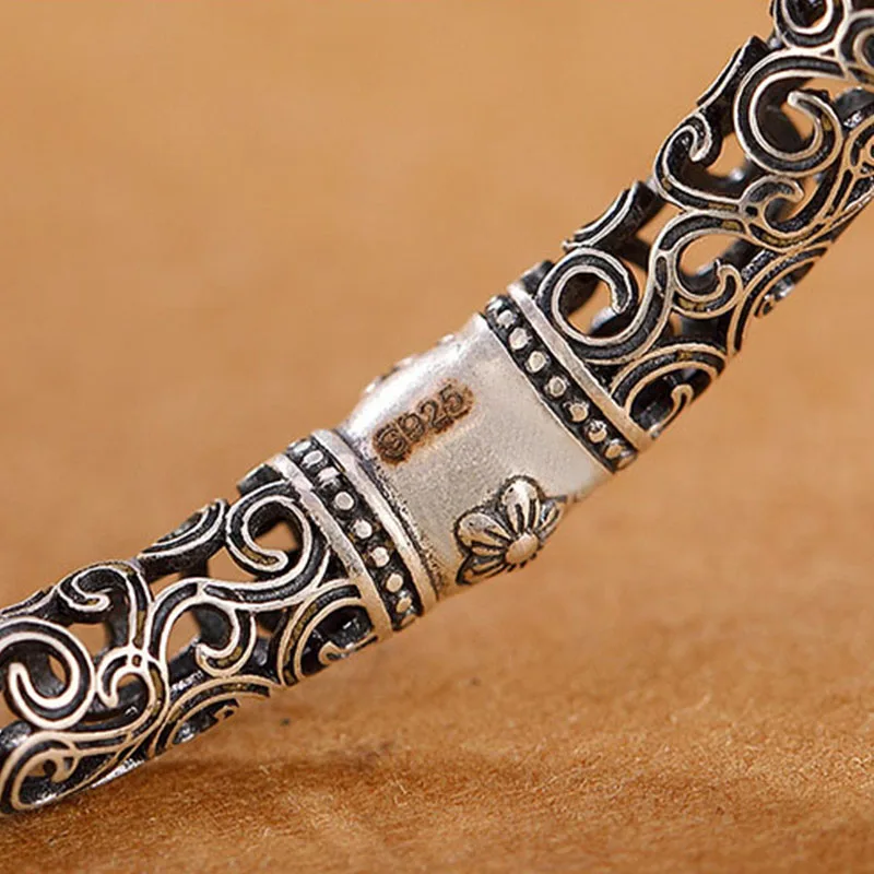Sterling Silver Bracelets for Women New Women's Fashion Hollow Butterfly Pattern Jade Bangle Pure Argentum Jewelry 6