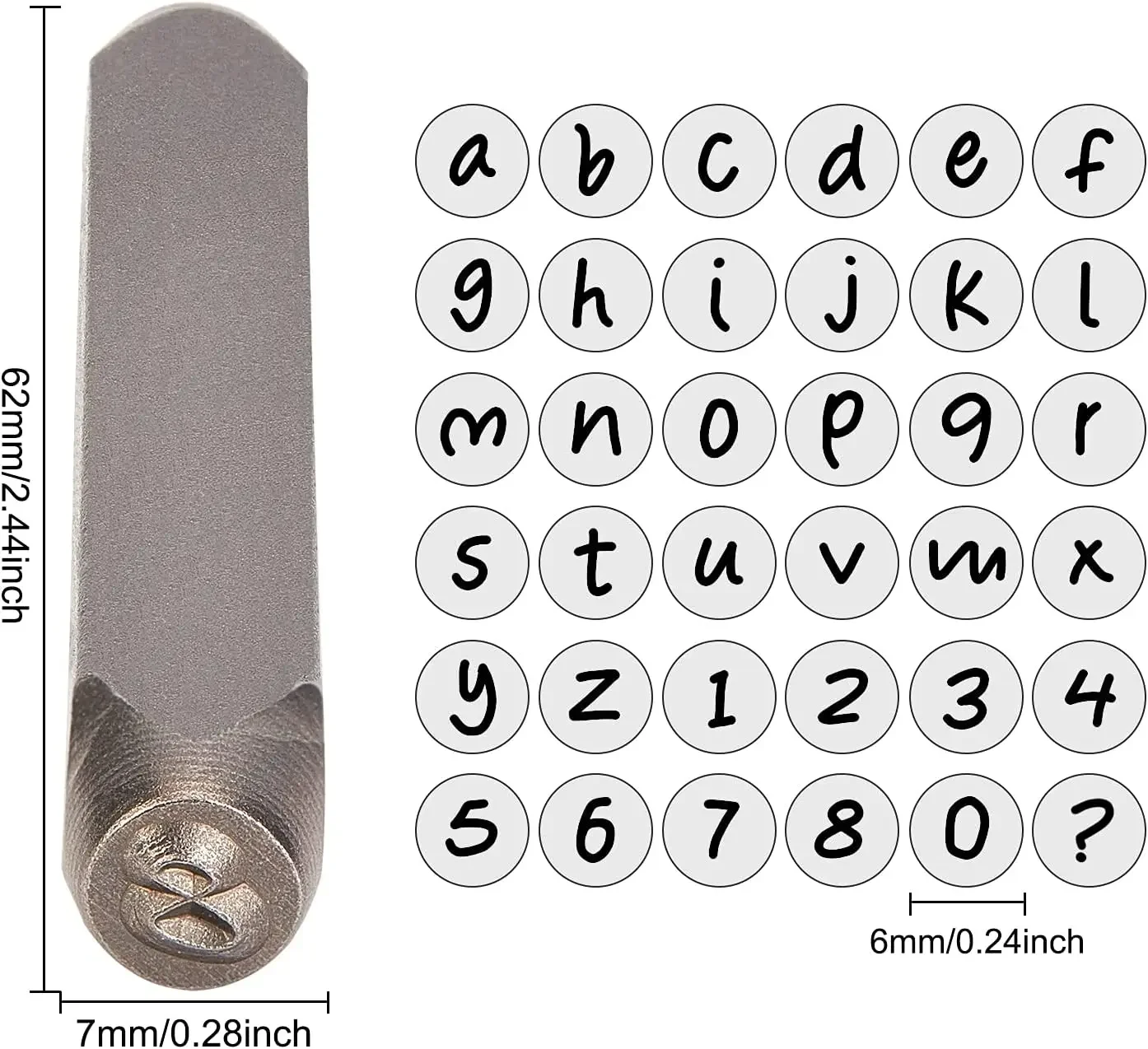 1Set 36PCS 3mm Letter and Number Metal Stamp Low Case Punch Metal Stamp Set with Tool Case for Jewelry Leather Wood Stamping