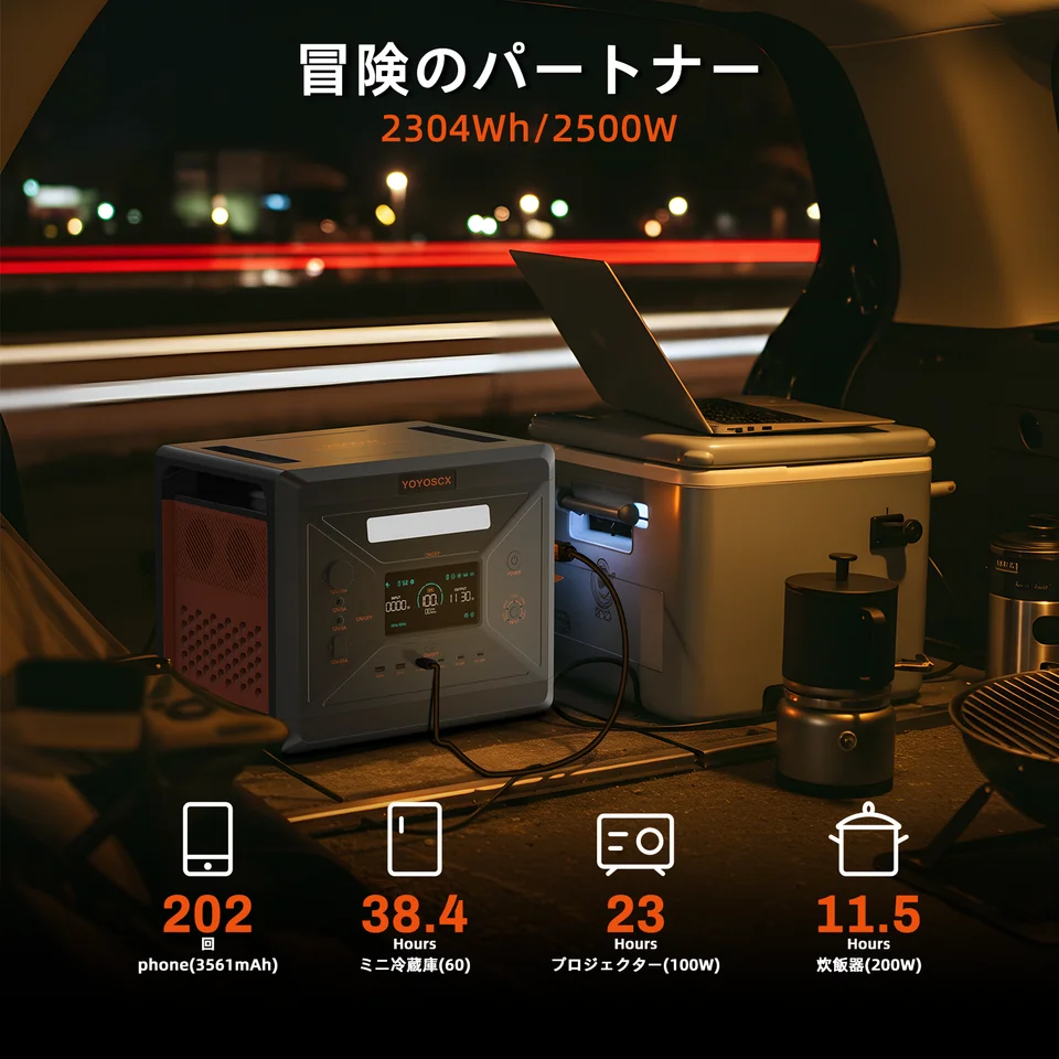 新品未開封　大容量 ポータブル電源 2300Wh　YOYOSCX G2500 YOYOSCX G2500 ポータブル発電所 2304Wh LiFePO4 バッテリー