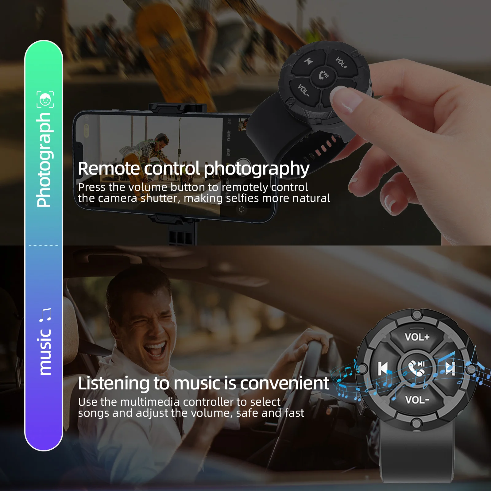 Car Steering Wheel Remote Control Media Controller Button Bluetooth-compatible M