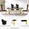 Luxury Dining Table Set, 72 Inch U-Base Modern Dining Room Table with 6 Black Velvet Upholstered Dining Room Chairs, Dinning Set 6