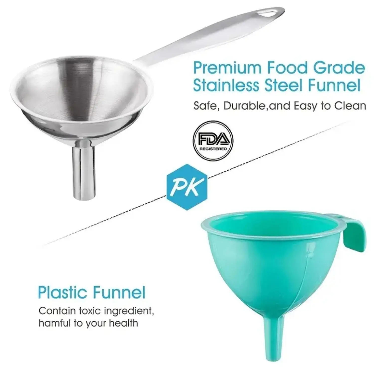 Deluxe Stainless Steel Funnel Set with Cleaning Brush - 4-Piece Small Funnel Collection