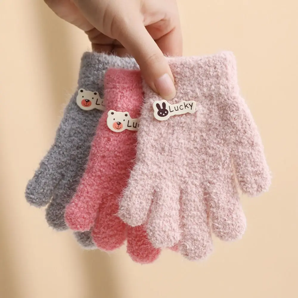 Cartoon Knitted Children Gloves Soft Warm Full Fingers Gloves Knitted Mittens For 1-3 Years