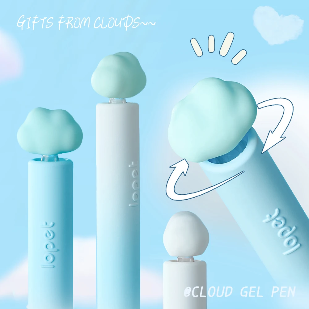 4 Pcs/Set Cute Clouds Design Gel Pens Creative Quick Dry 0.5mm Black Gel Ink Pen Pen for School Student Wrting Signature Pen