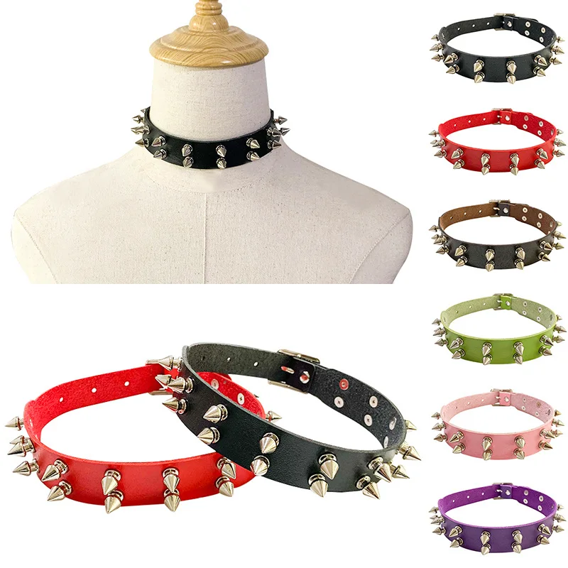 

New Hip Hop PU Leather Rivet Choker Chain Necklace For Women Men Gift Harajuku Punk Gothic Statement Collar Necklace Jewelry