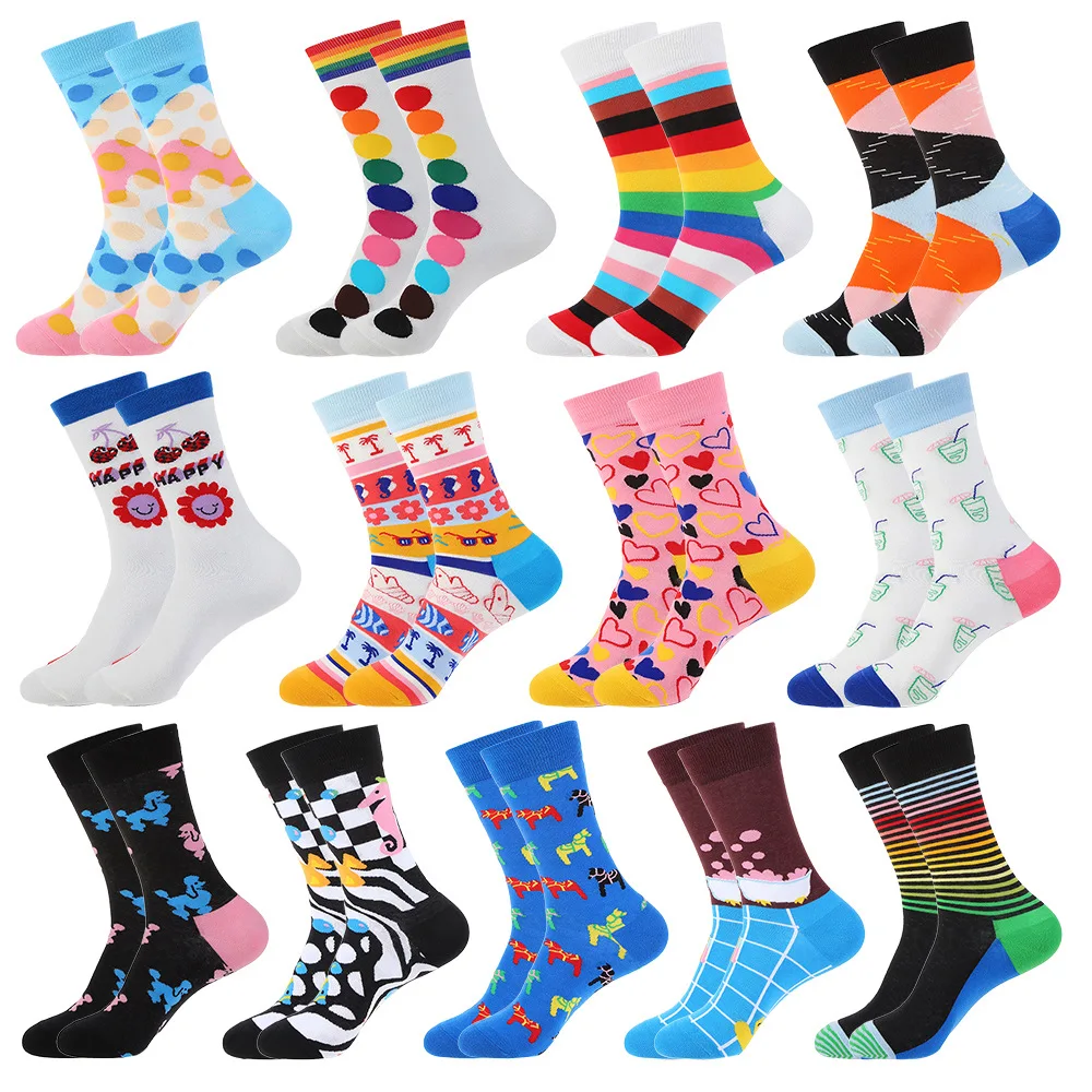 

1 Pair Korea Funny Cotton Harajuku Colorful Women Happy Socks Female Girls Street Skateboard Fashion Stripe Hearts Geometric Sox