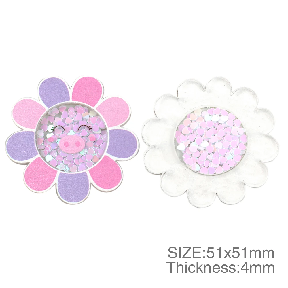  1pcs Flower Transparent Quicksand Shakers Acrylic Planar Resin Shaker DIY Jewelry Making Hair Accessories Hair Bow,1Yc17611