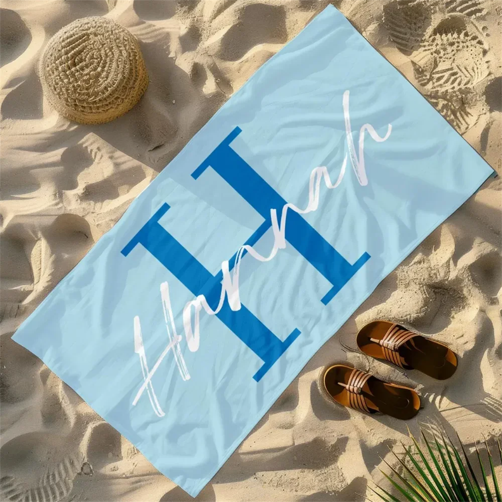 Personalized Name Beach Towel, Oversized Custom Monogram Pool Towel, Signature Beach Towel For Kids, Vacation Gift, Picnic Towel 2