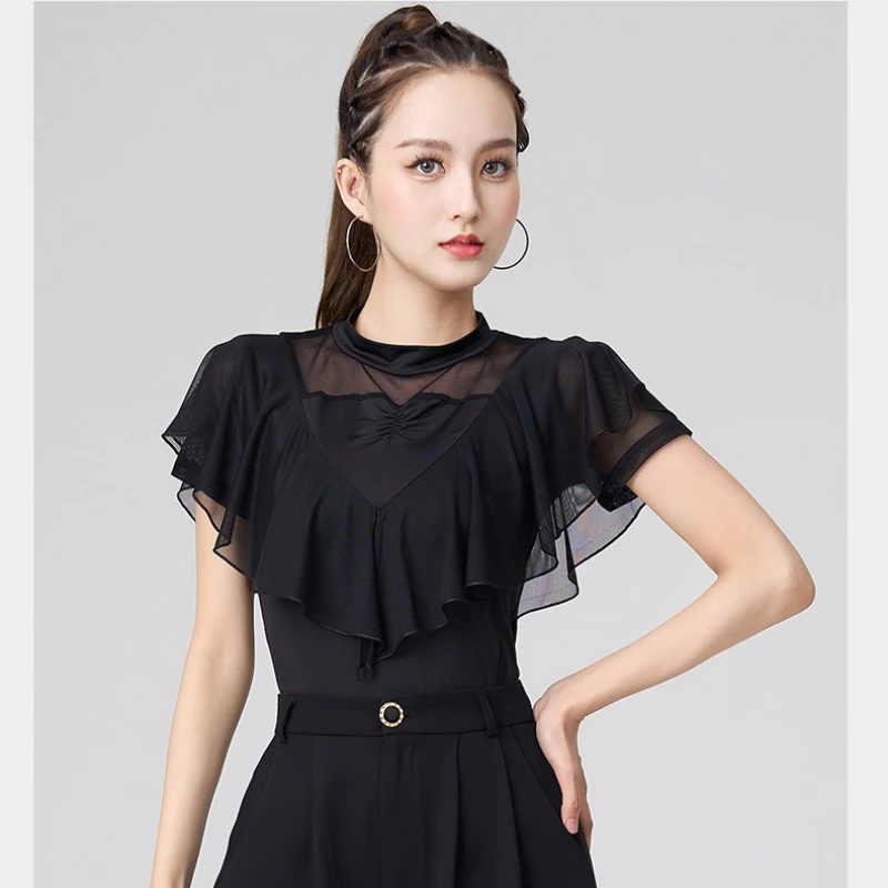 Women's Line Dance Tops Samba Party Latin Shirt Summer Adult Female Dance Long Sleeve Tops Performance Practice Clothes dance shirts